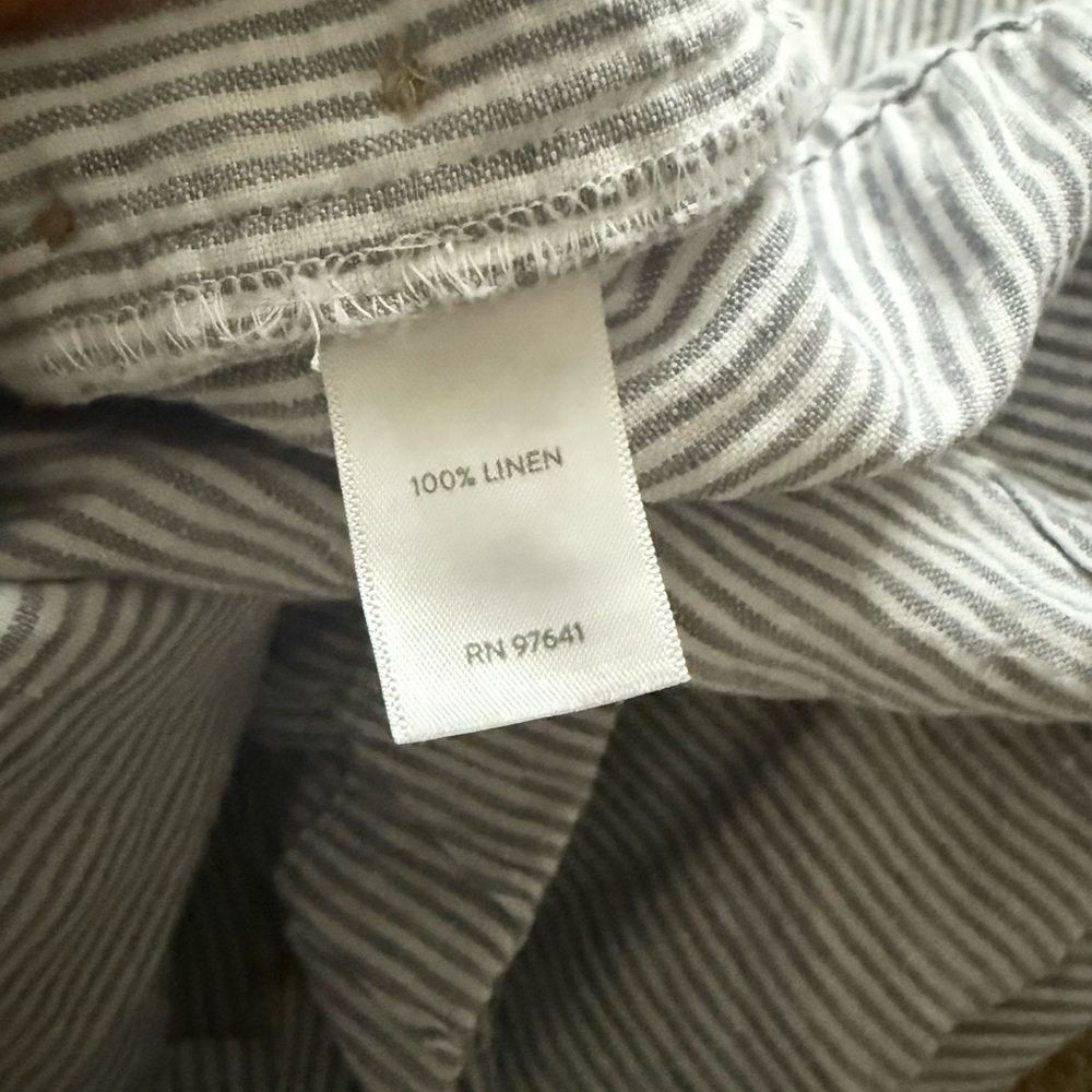 J. Jill Love Linen Cropped Pant in Blue and White Seersucker Stripe - Size LP - Picture 6 of 6